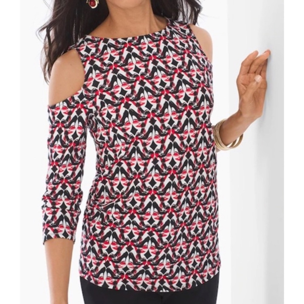 NWT CHICO’S LUXE HEELS COLD SHOULDER TOP